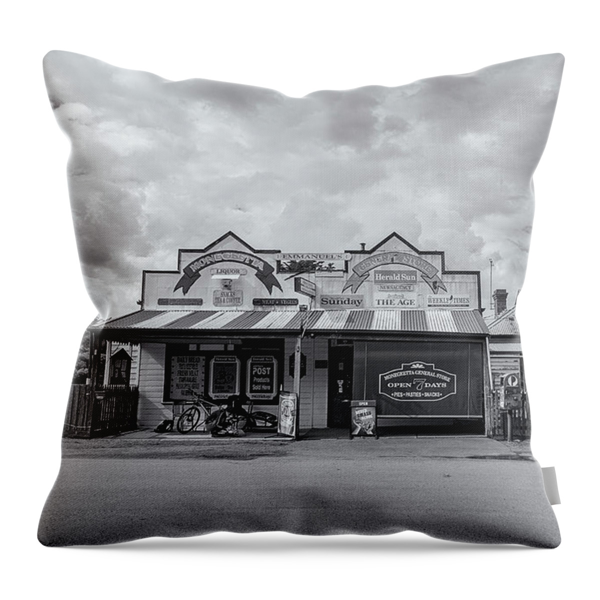 Store Throw Pillow featuring the photograph Monegeetta General Store by Linda Lees