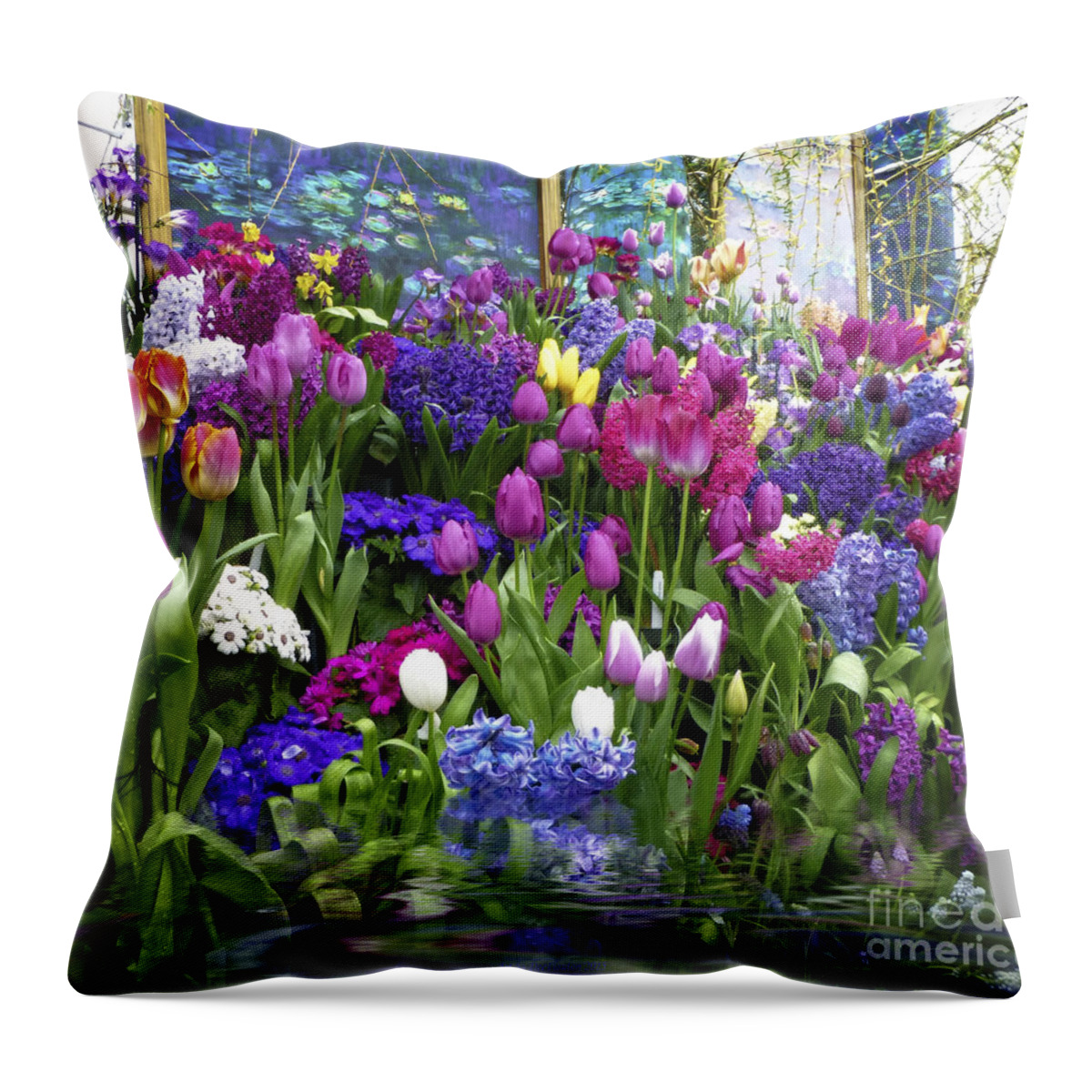 Flower Throw Pillow featuring the photograph Monet Garden Inspiration1 by Dee Flouton