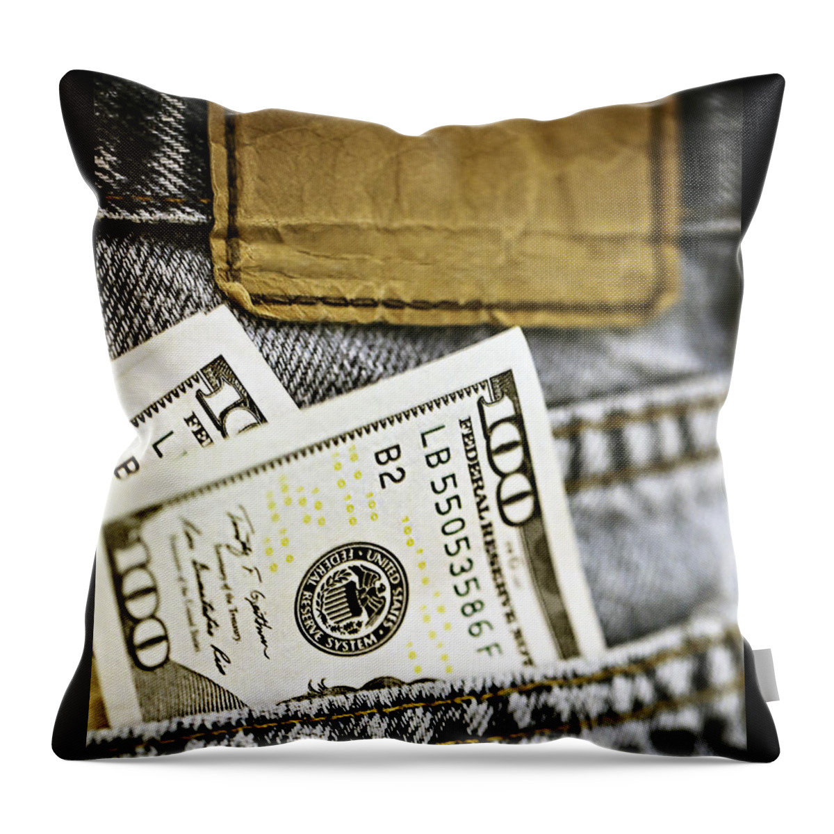 Money Throw Pillow featuring the photograph Money Jeans by Trish Mistric