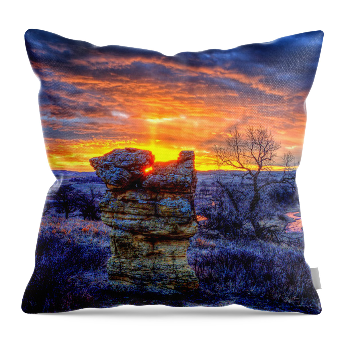 Monolith Throw Pillow featuring the photograph Monolithic Sunrise by Fiskr Larsen