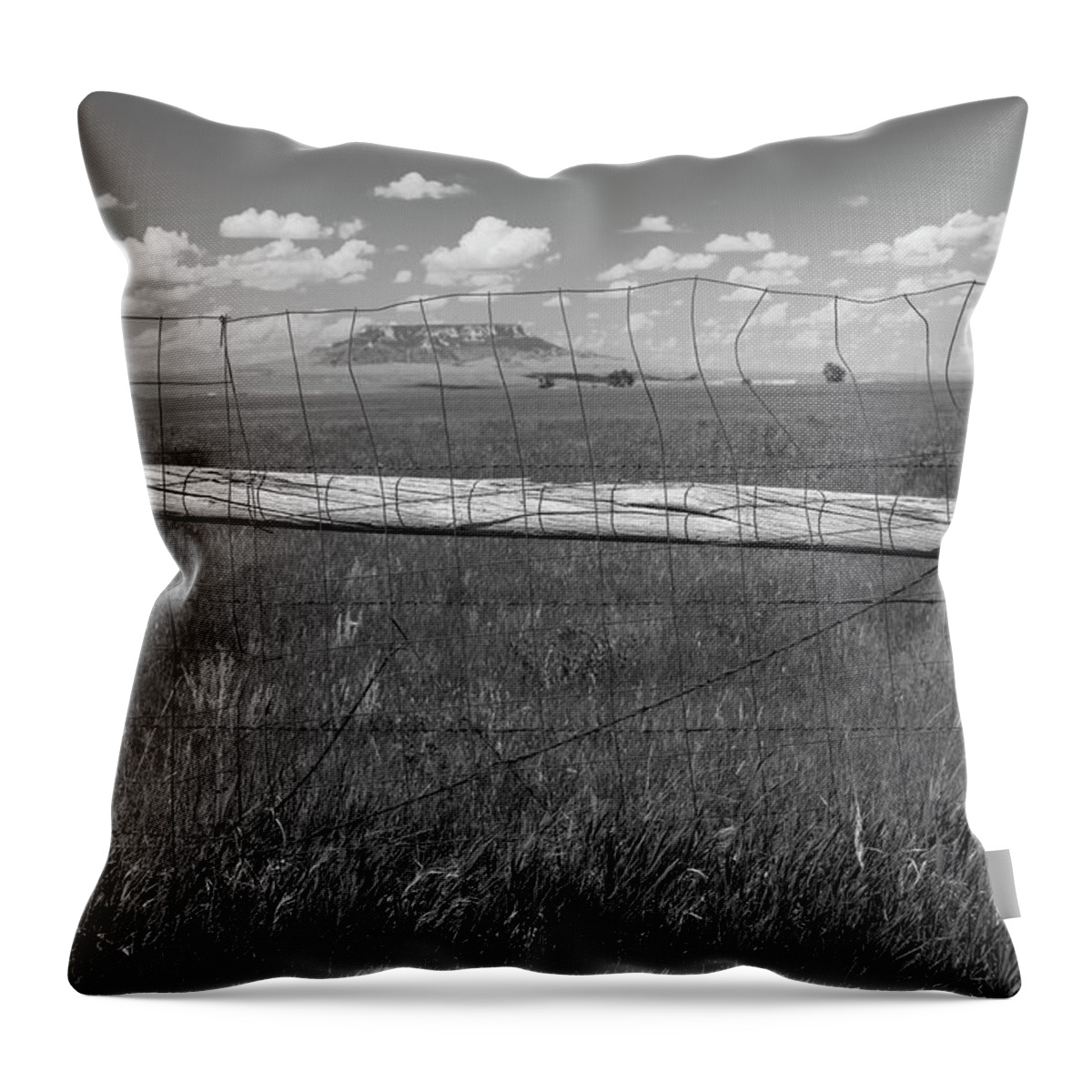 Montana Throw Pillow featuring the photograph Montana Fence and Mountain by John McGraw