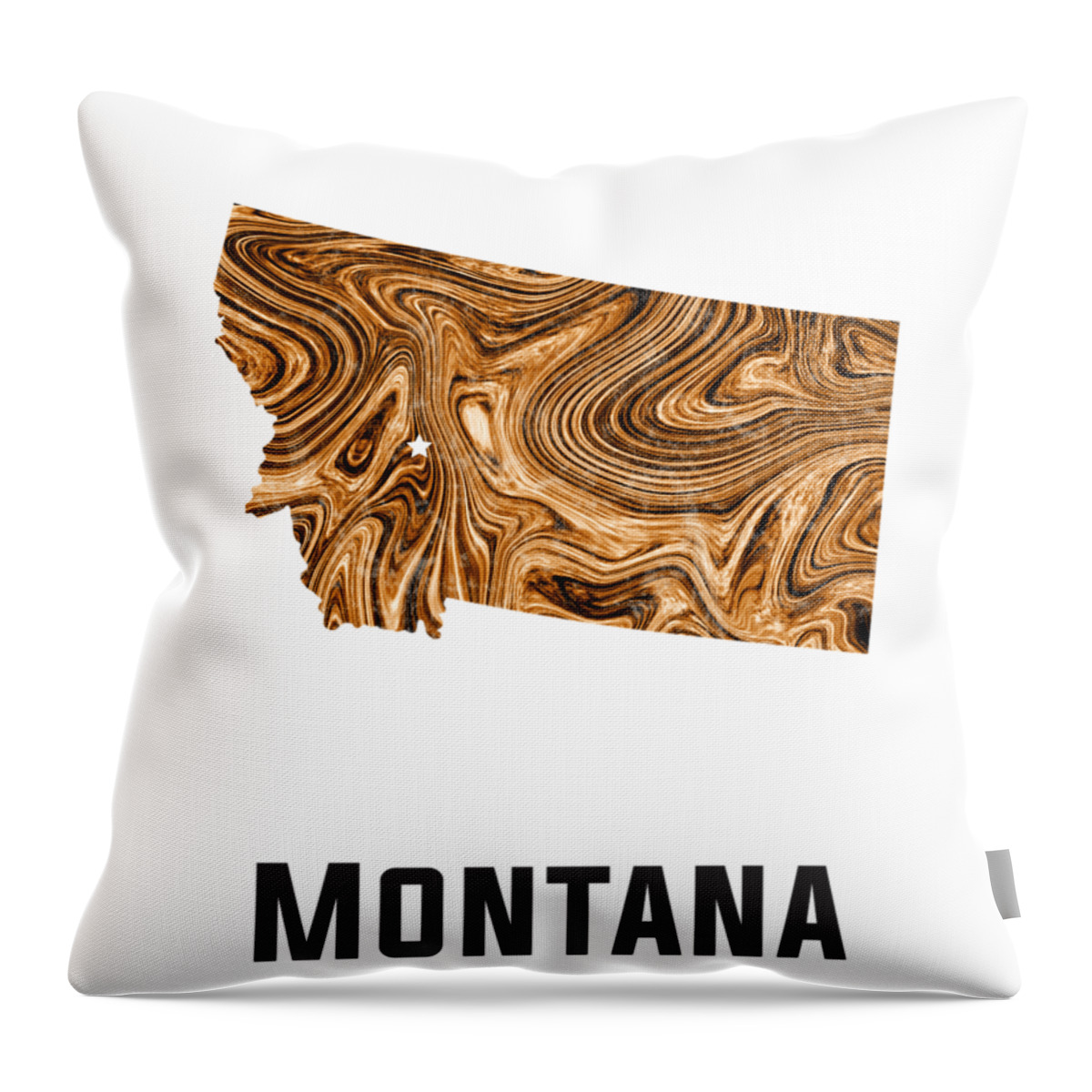 Montana Throw Pillow featuring the mixed media Montana Map Art Abstract in Brown by Studio Grafiikka