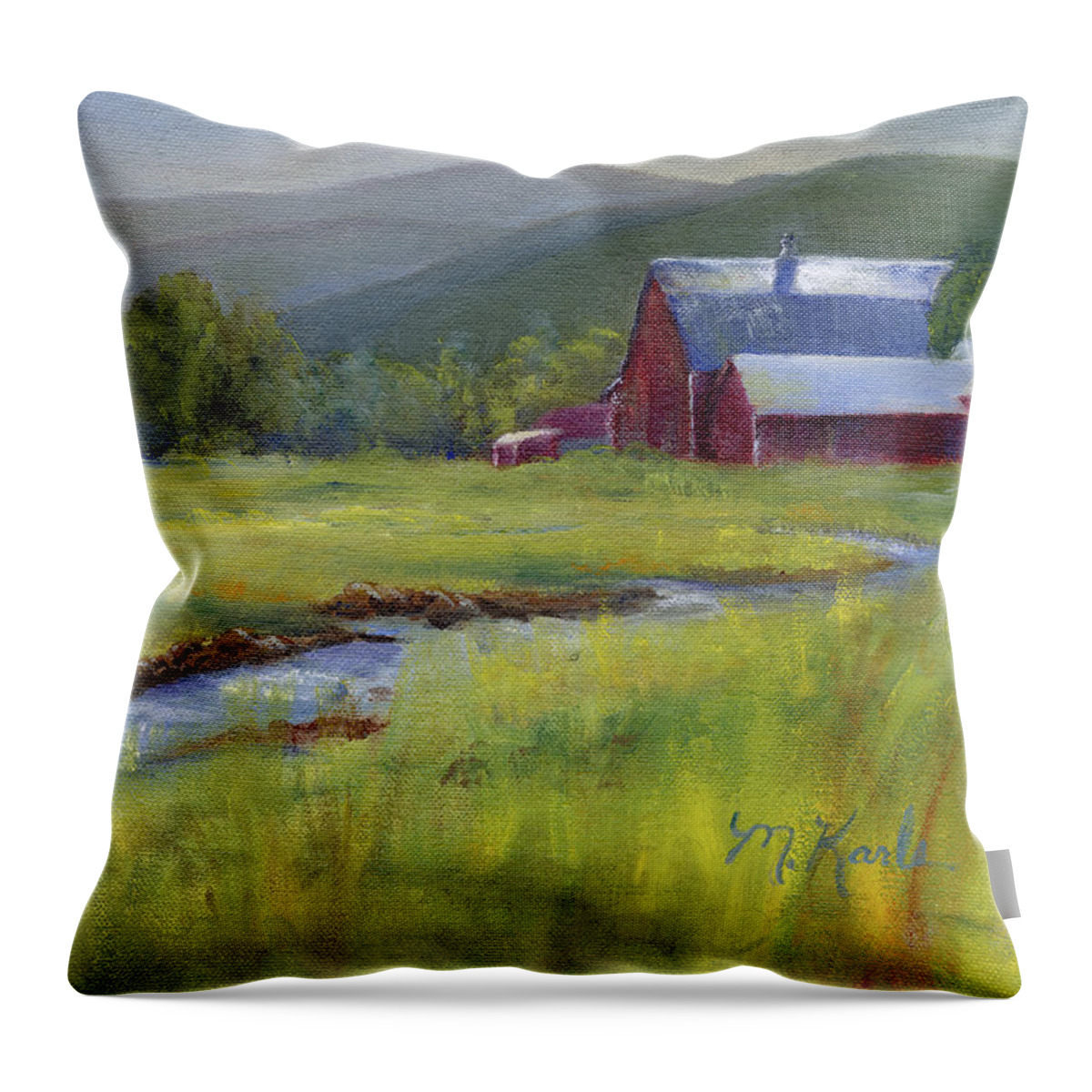 Montana Throw Pillow featuring the painting Montana Ranch by Marsha Karle