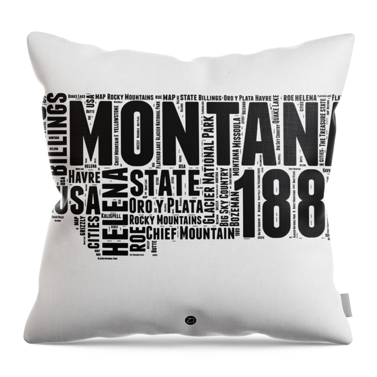 Montana Throw Pillow featuring the digital art Montana Word Cloud 2 by Naxart Studio