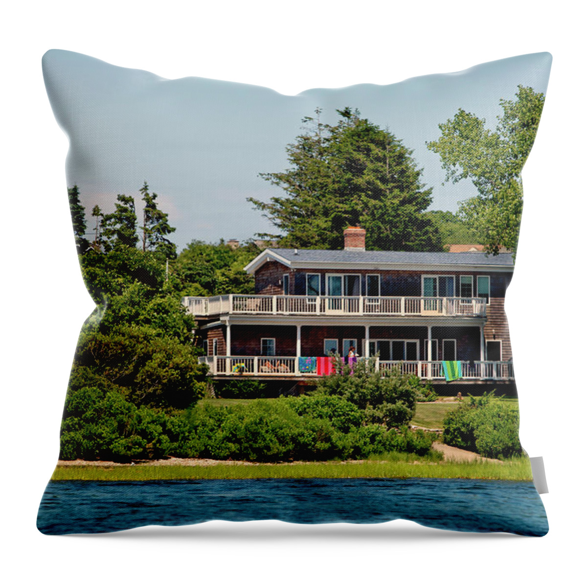 Montauk Throw Pillow featuring the photograph Montauk Beach Towels by Art Block Collections