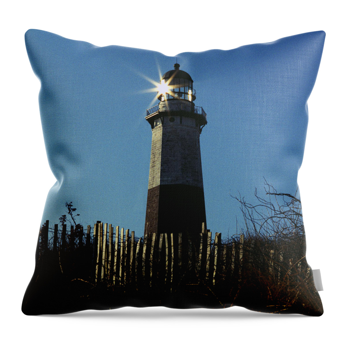 Lighthouse Throw Pillow featuring the digital art Montauk Lighthouse by Jack Ader