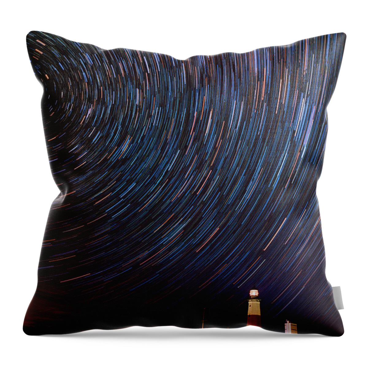 Montauk Throw Pillow featuring the photograph Montauk Star Trails by Rick Berk