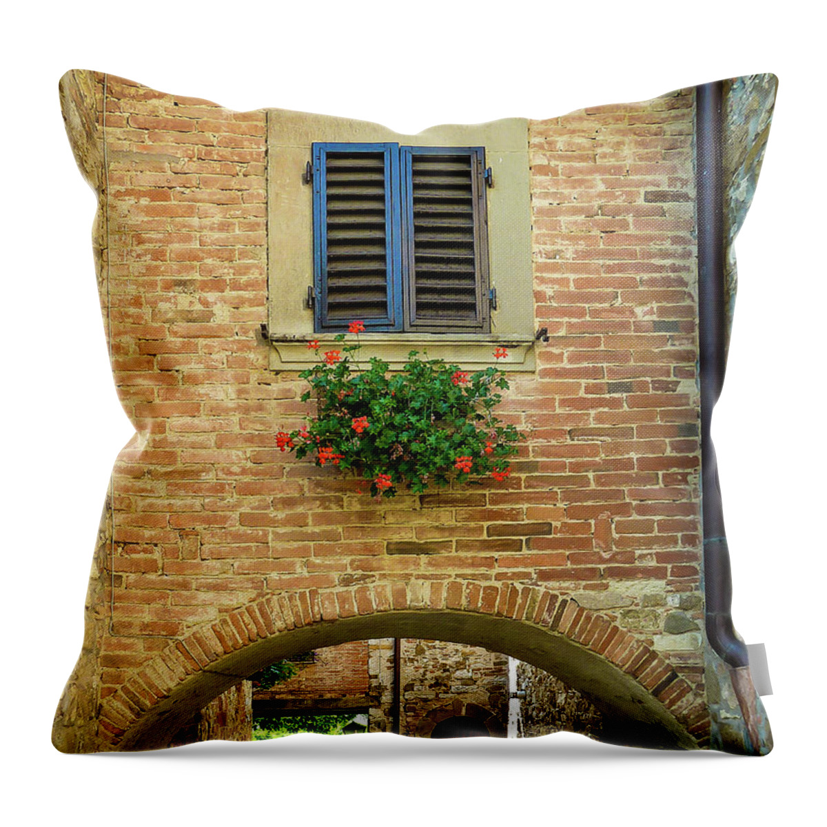 Montepulciano Throw Pillow featuring the photograph Montepulciano Street Arch by Norma Brandsberg