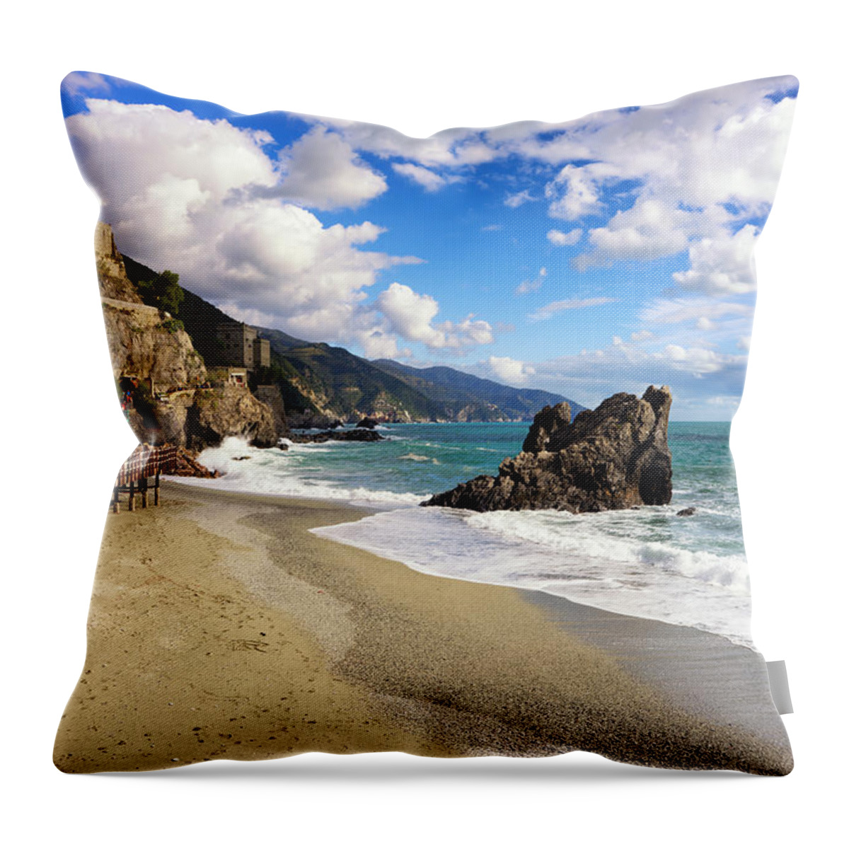 Seaside Throw Pillow featuring the photograph Monterosso al Mare by Weir Here And There