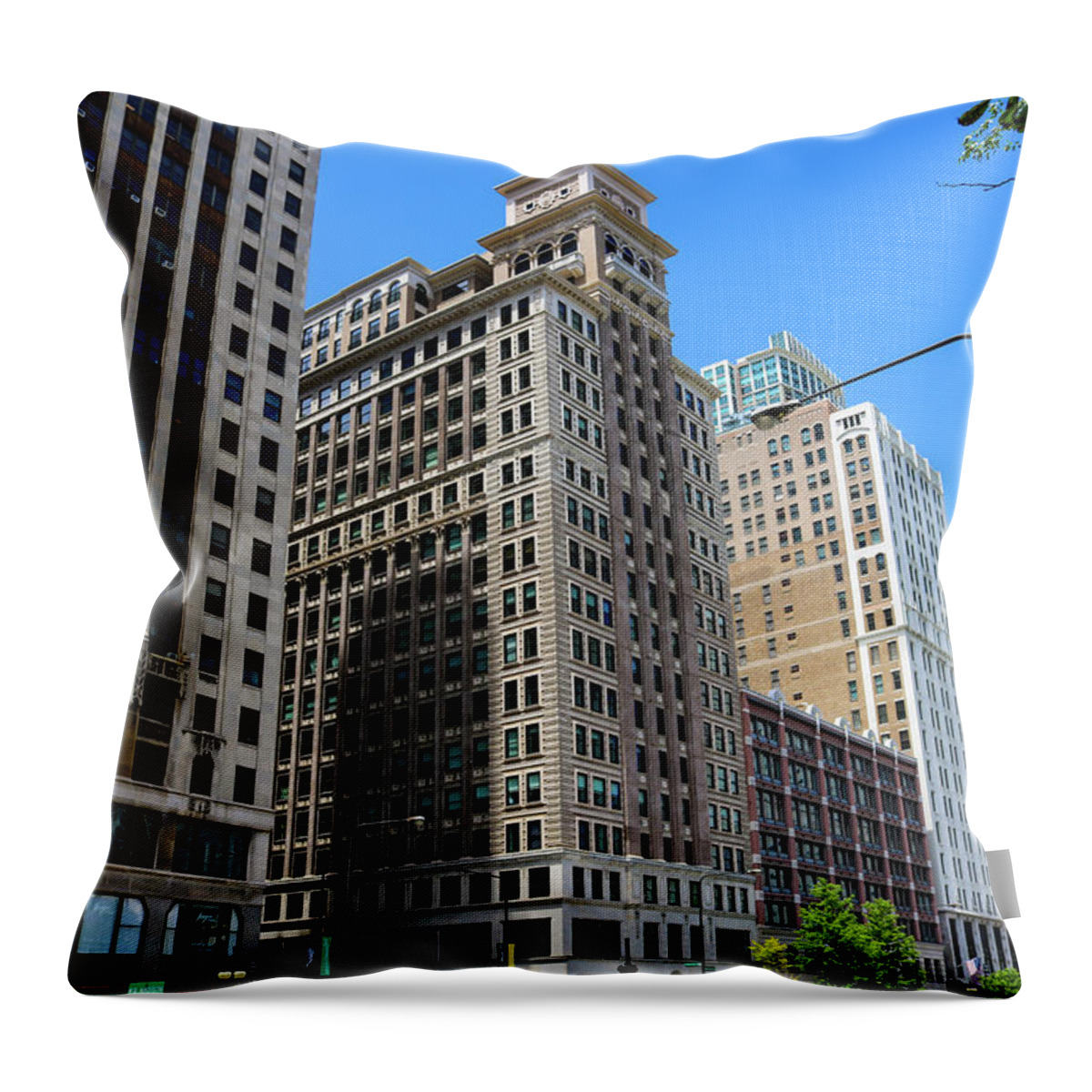 Montgomery Ward Building Throw Pillow featuring the photograph Montgomery Ward Building by Britten Adams