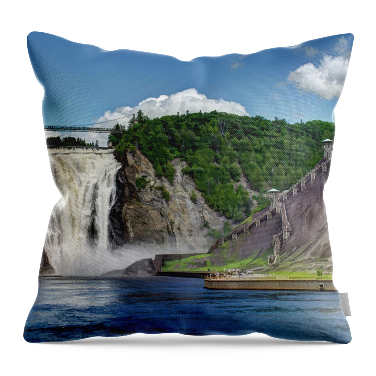 Quebec Throw Pillow featuring the photograph Montmorency Falls by David Thompsen