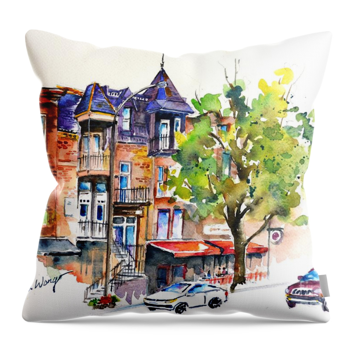 Montreal Throw Pillow featuring the painting Montreal - 2 by Betty M M Wong