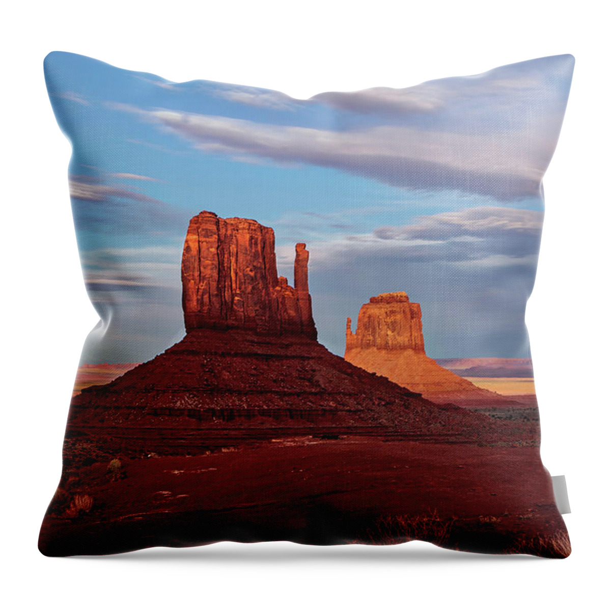 Arizona Throw Pillow featuring the photograph Monument Valley Mittens by Peter Tellone