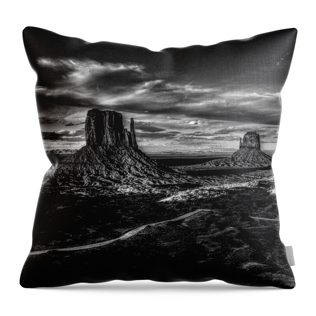 Arizona Throw Pillow featuring the photograph Monument Valley Views BW by Roger Passman