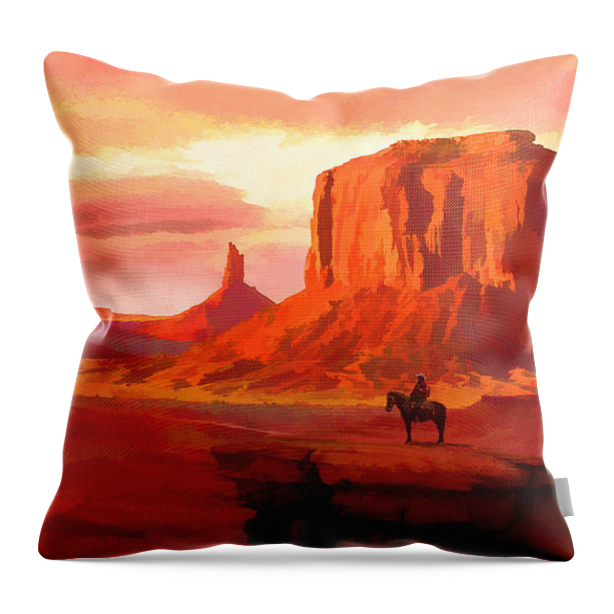 Monument Valley Throw Pillow featuring the digital art Monumental Sunset by Rick Wicker