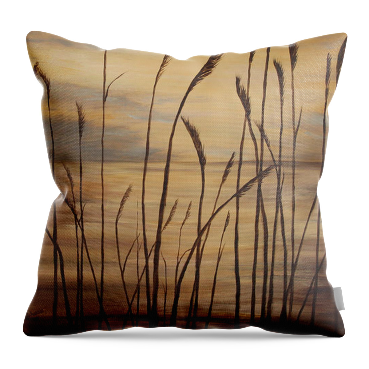 Moody Scene Throw Pillow featuring the painting Moody Sunset by Johanna Lerwick