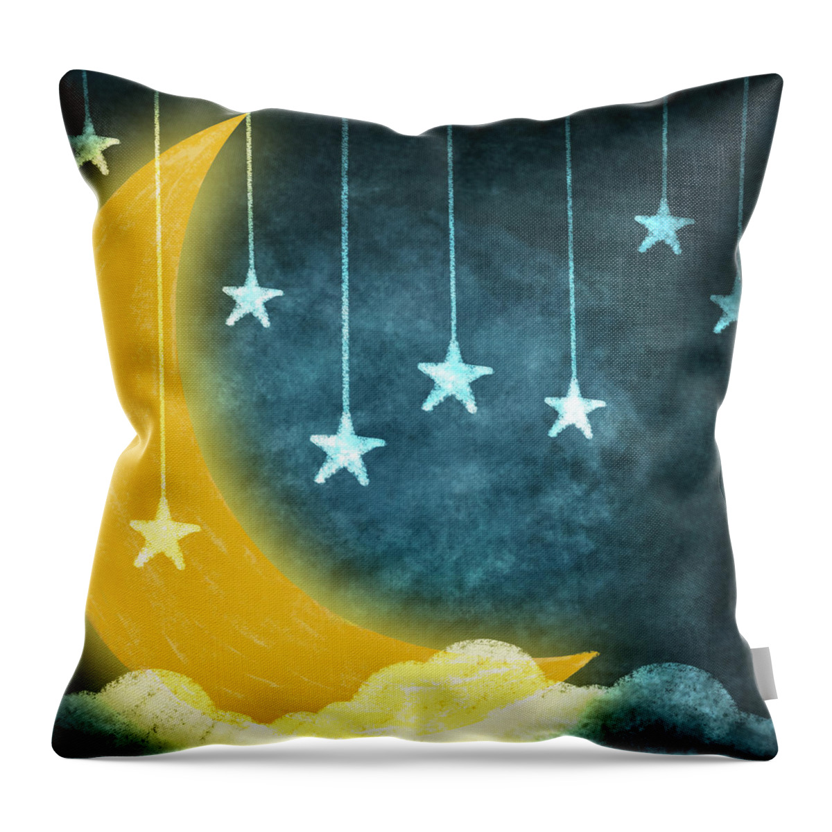Art Throw Pillow featuring the painting Moon And Stars by Setsiri Silapasuwanchai