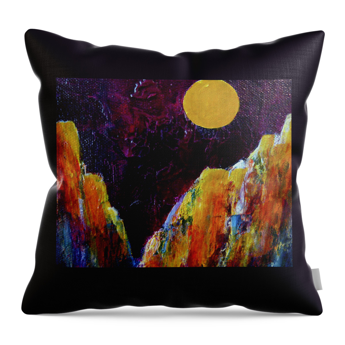 Canyon Throw Pillow featuring the painting Moon Canyon by Janice Nabors Raiteri
