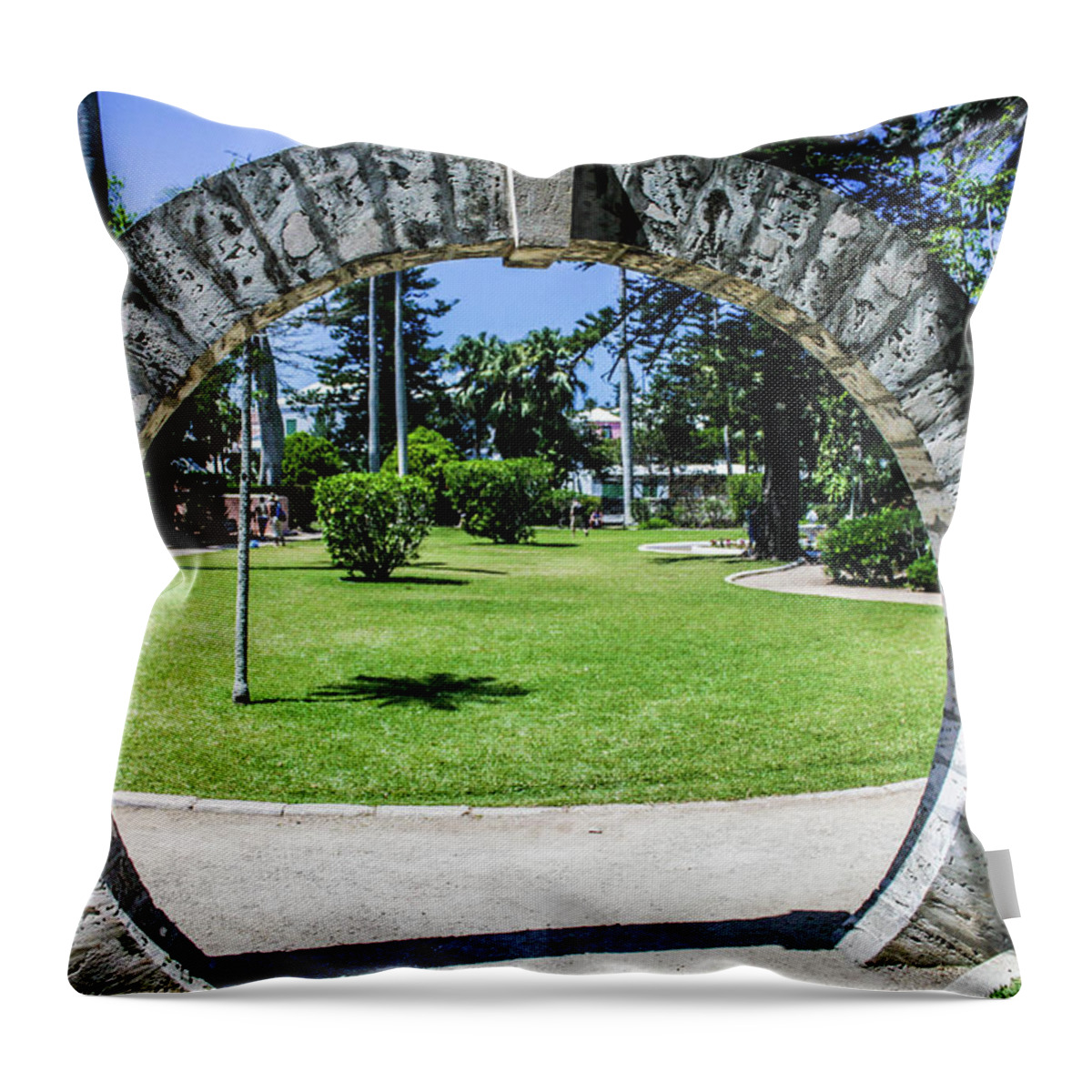 Originally Of Chinese Design Throw Pillow featuring the photograph Moon Gates by Bill Rogers