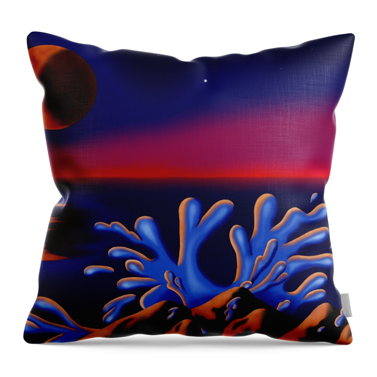 Surrealism Throw Pillow featuring the digital art Moon-glow II by Robert Morin