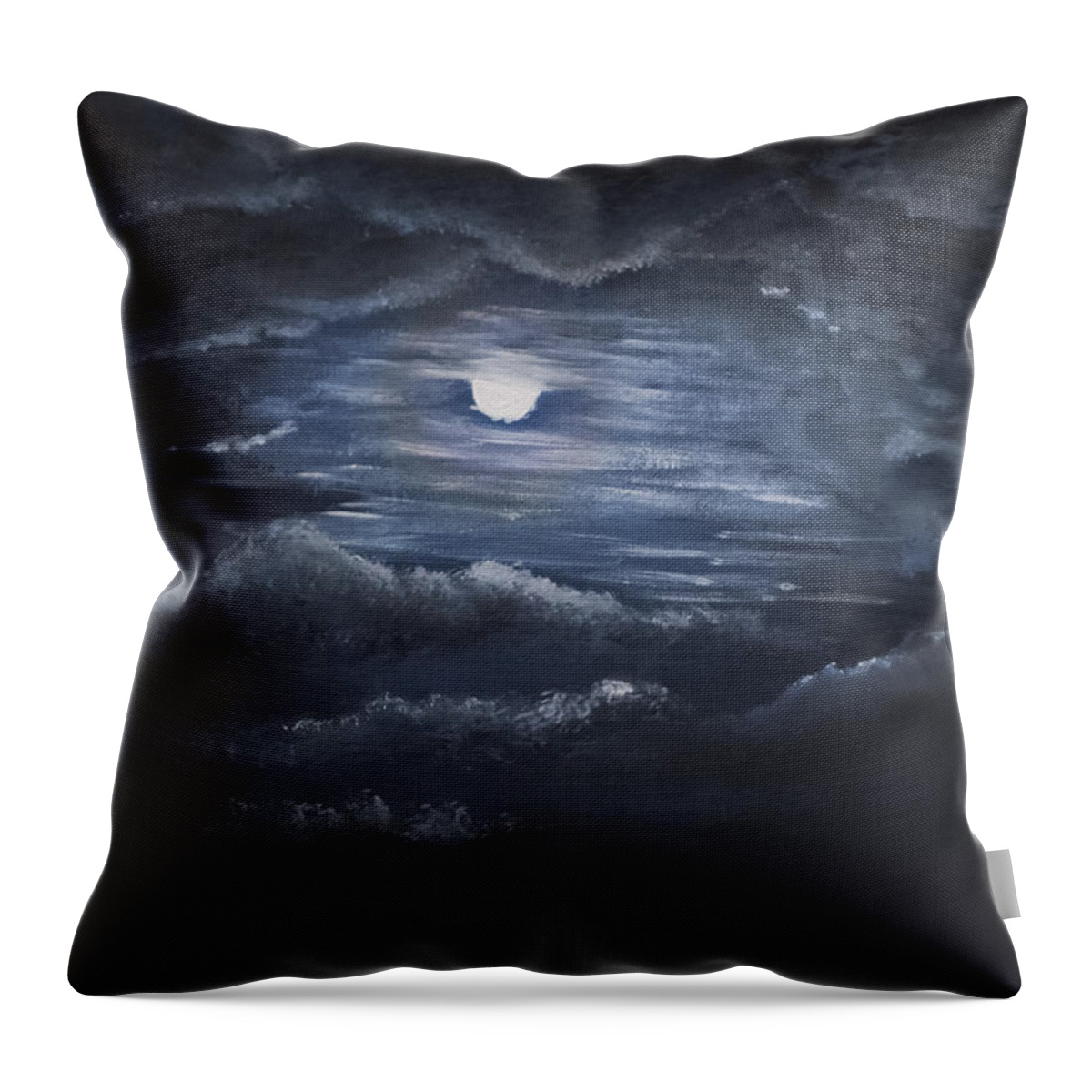 Moon Throw Pillow featuring the painting Moon in NC by Davend Dom