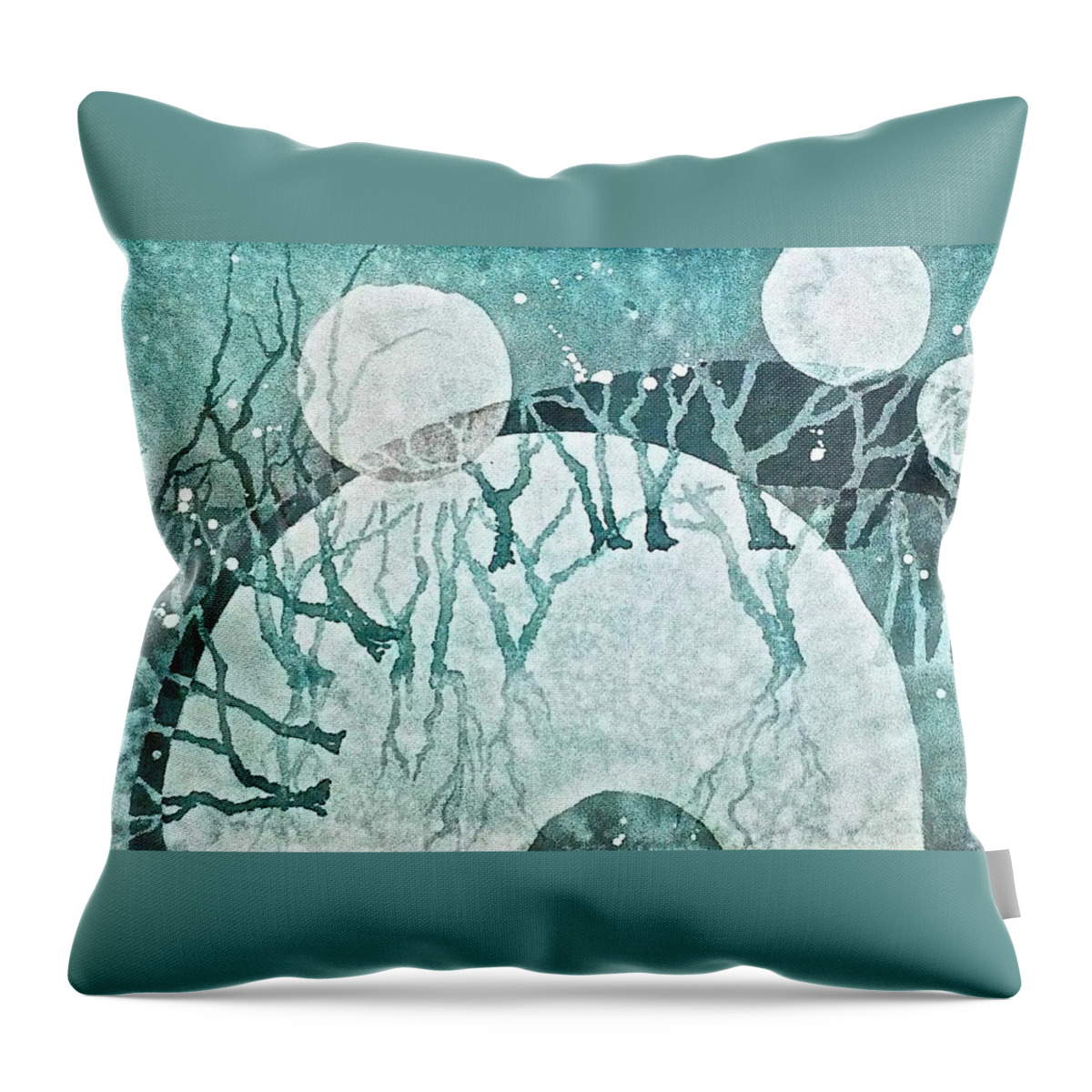 Watercolor Throw Pillow featuring the painting Moon Shadows by Carolyn Rosenberger