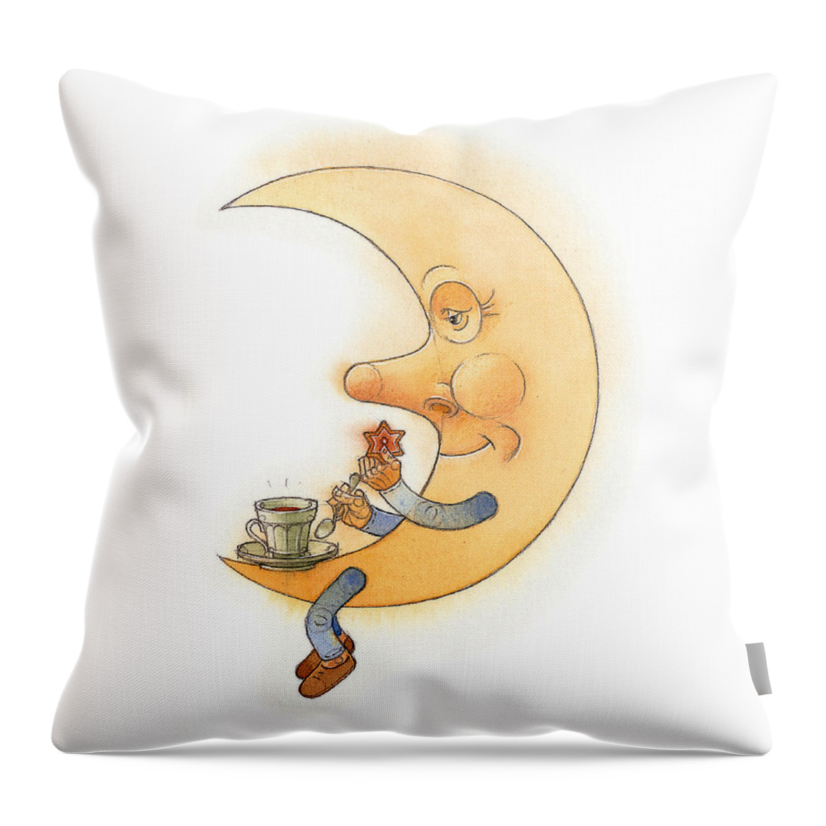 Moon Night Dark Evening Throw Pillow featuring the painting Moon02 by Kestutis Kasparavicius