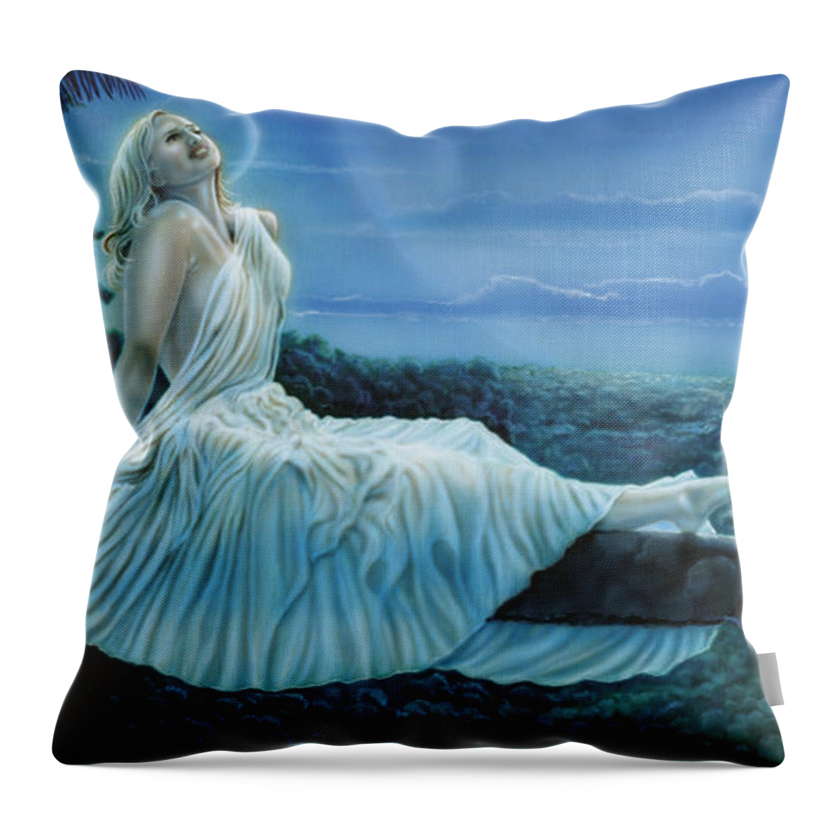 North Dakota Artist Throw Pillow featuring the painting Moonbeams by Wayne Pruse