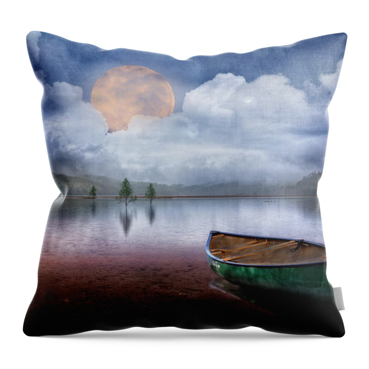 Appalachia Throw Pillow featuring the photograph Moonglow on the Lake by Debra and Dave Vanderlaan