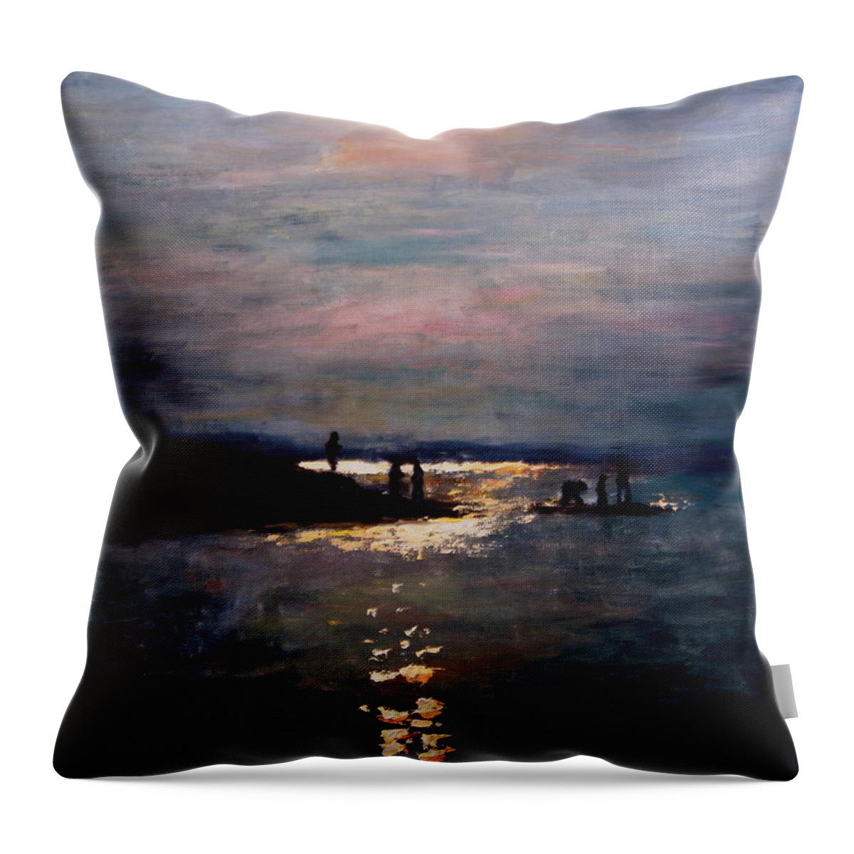 Sunset Throw Pillow featuring the painting Moonlight by Ashlee Trcka