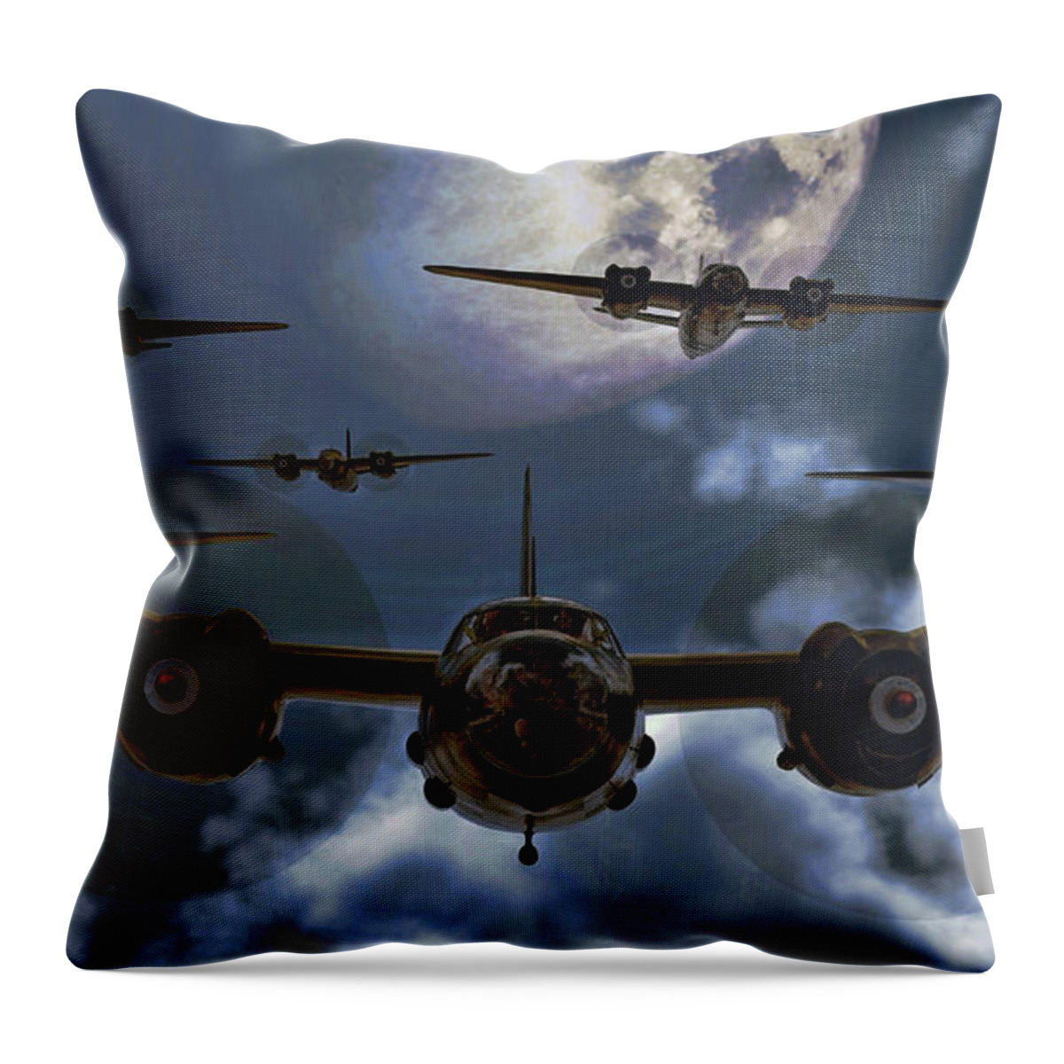 B-26 Throw Pillow featuring the digital art Moonlight Marauders by David Luebbert