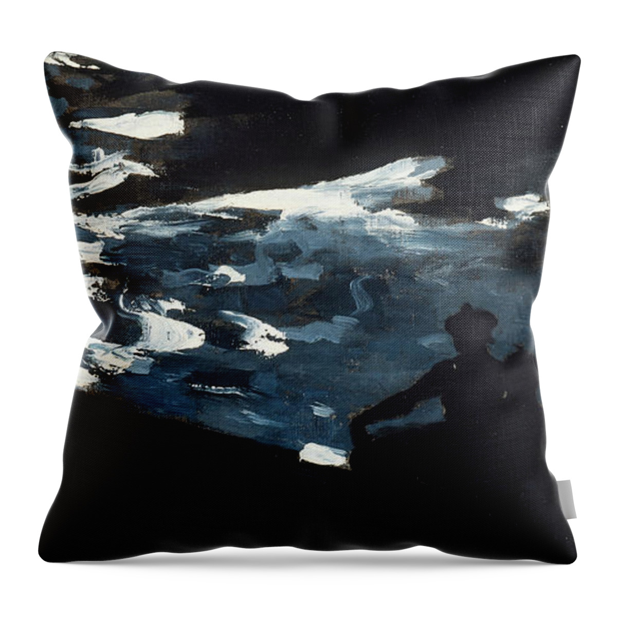 Winslow Homer Throw Pillow featuring the painting Moonlight on the Water by Winslow Homer