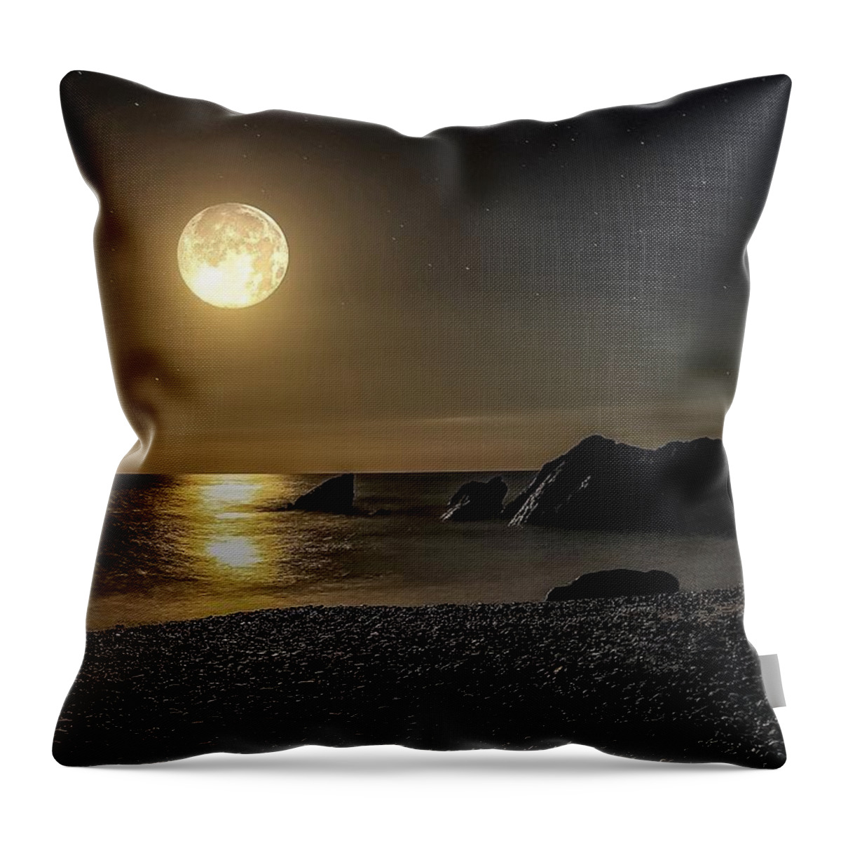 Landscape Throw Pillow featuring the photograph Moonlight reflection by Claire Whatley