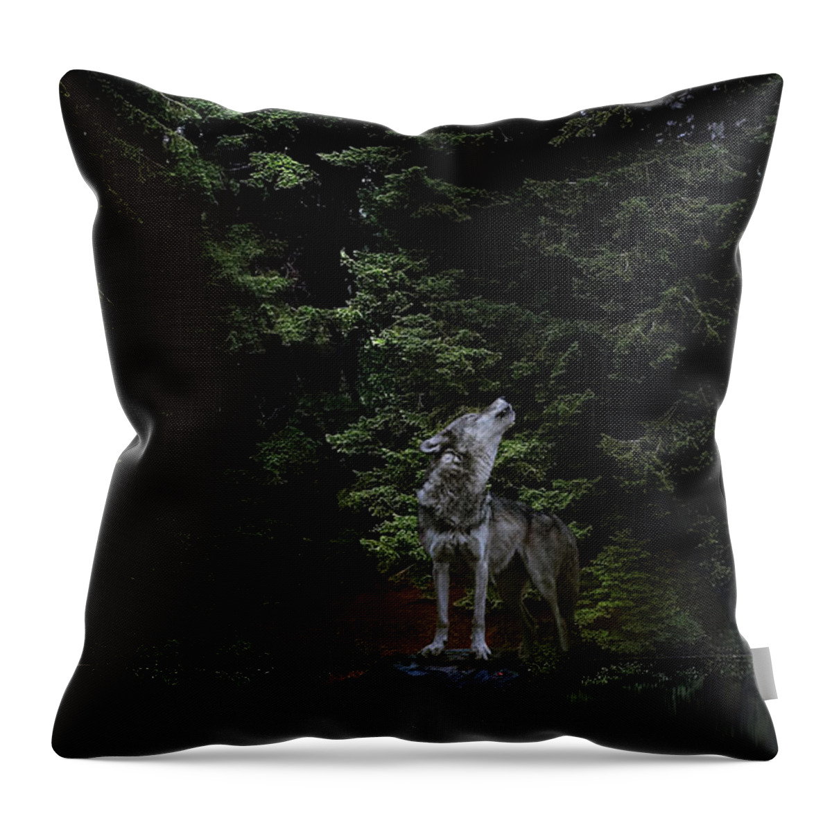 Wolf Throw Pillow featuring the digital art Moonlight Rhapsody by John Christopher