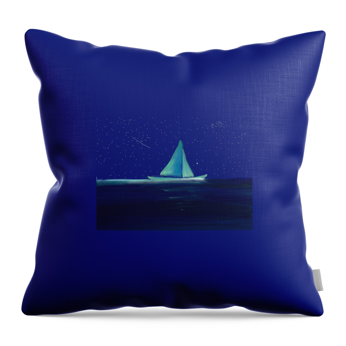 Moonlight Sail Throw Pillow featuring the digital art Moonlight Sail by Bill Tomsa