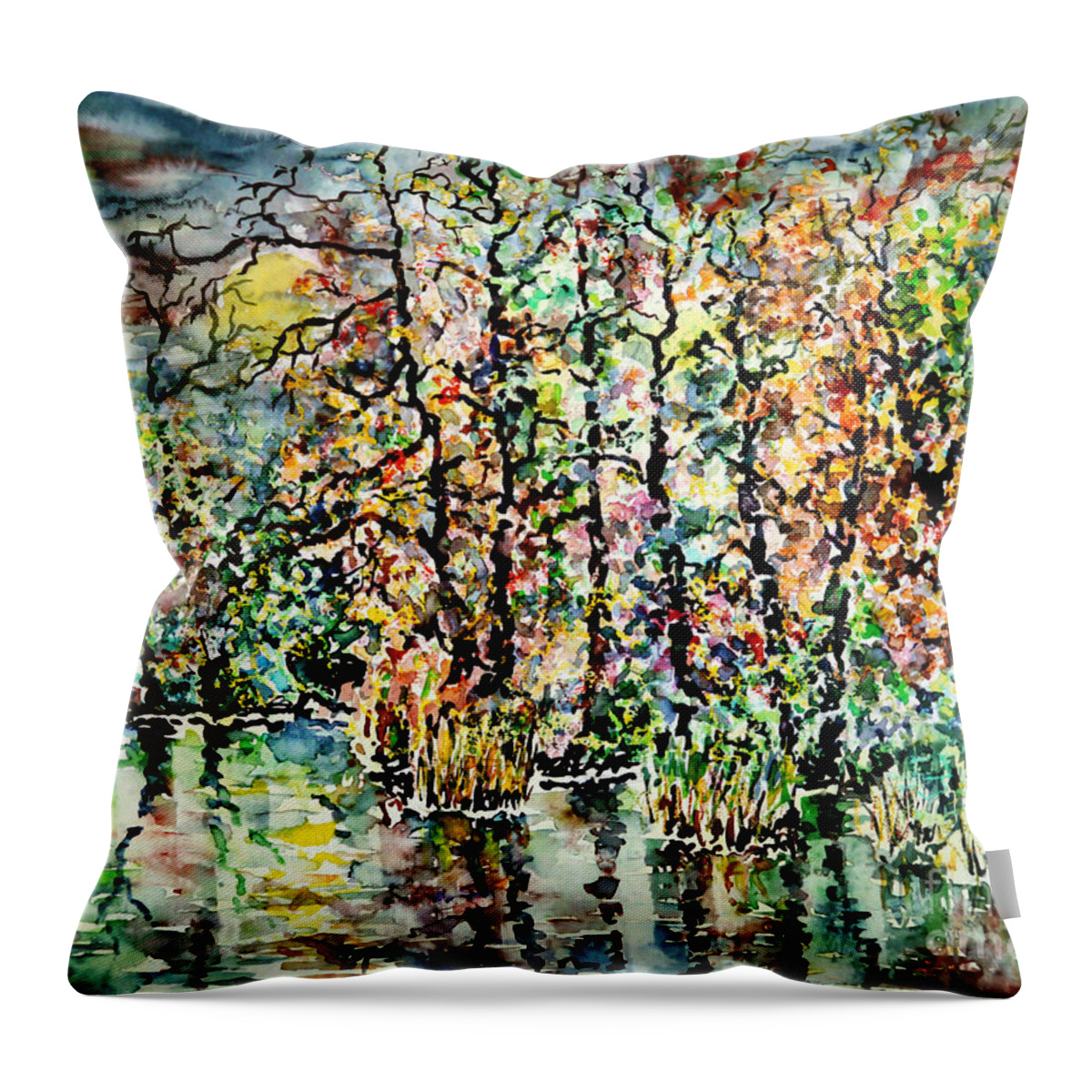 Watercolour Throw Pillow featuring the painting Moonlight Shadow by Almo M