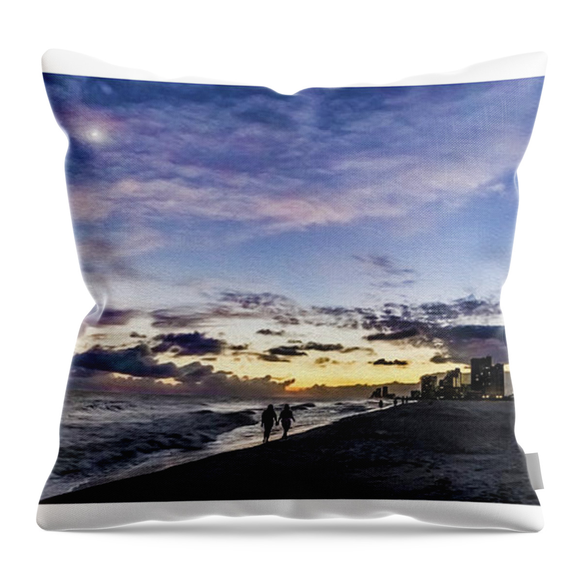 Al Throw Pillow featuring the photograph Moonlit Beach Sunset Seascape 0272b1 by Ricardos Creations