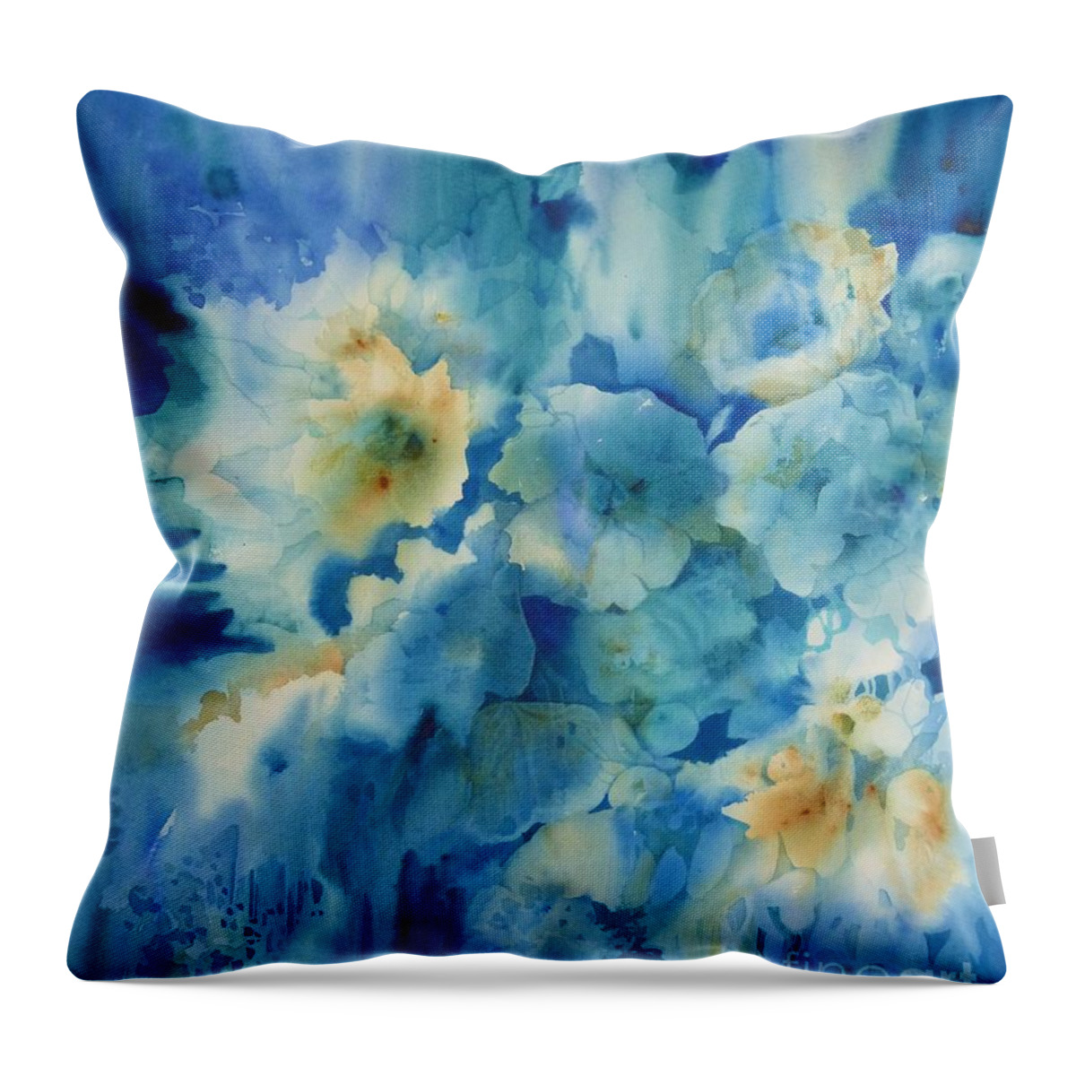Flowers Throw Pillow featuring the painting Moonlit Flowers by Donna Acheson-Juillet
