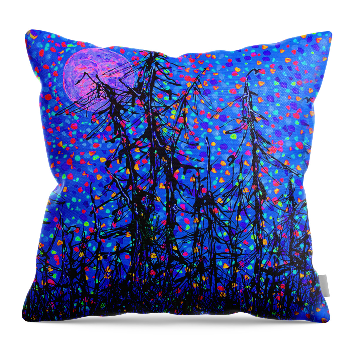 Moon Throw Pillow featuring the painting Moonlit Forest by Michael A Klein