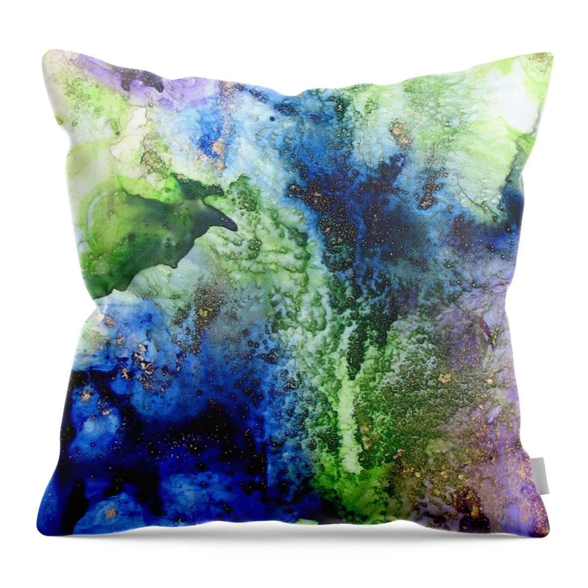 Abstract Throw Pillow featuring the painting Moonlit Garden by Louise Adams