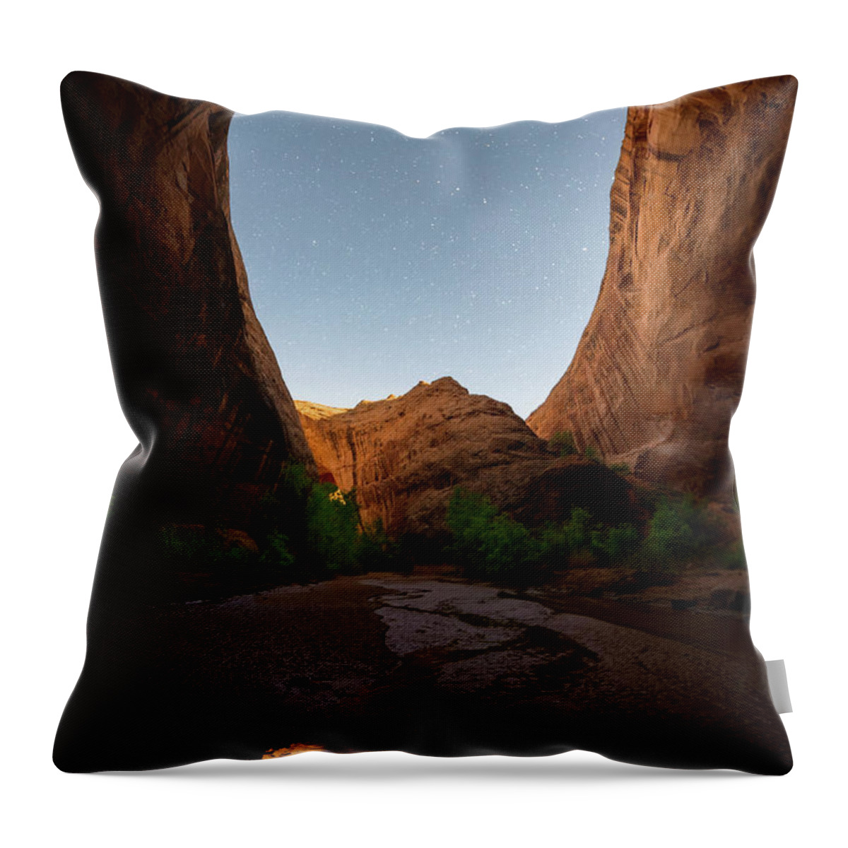 Escalante Throw Pillow featuring the photograph Moonrise at Coyote Gulch by Dustin LeFevre