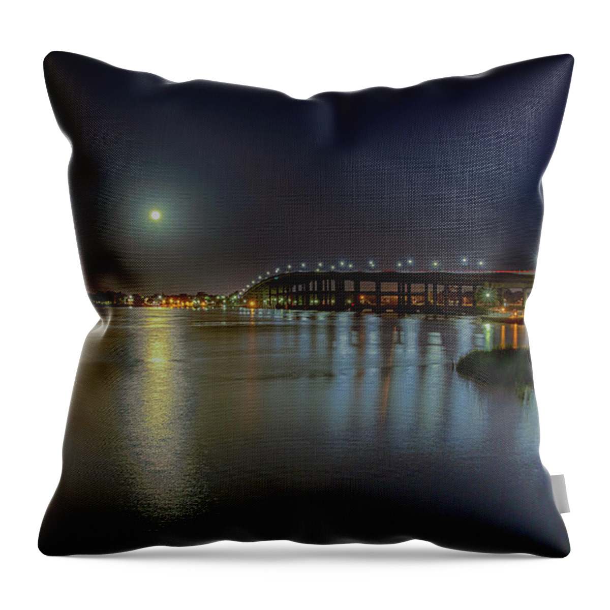 Bridge Throw Pillow featuring the photograph Moonrise by Dillon Kalkhurst