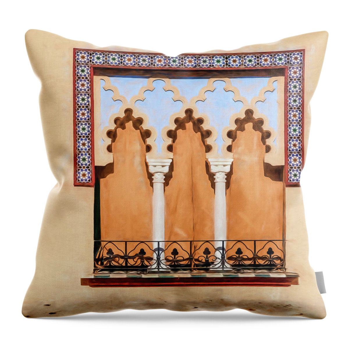 Arabic Throw Pillow featuring the photograph Moorish Window II by David Letts