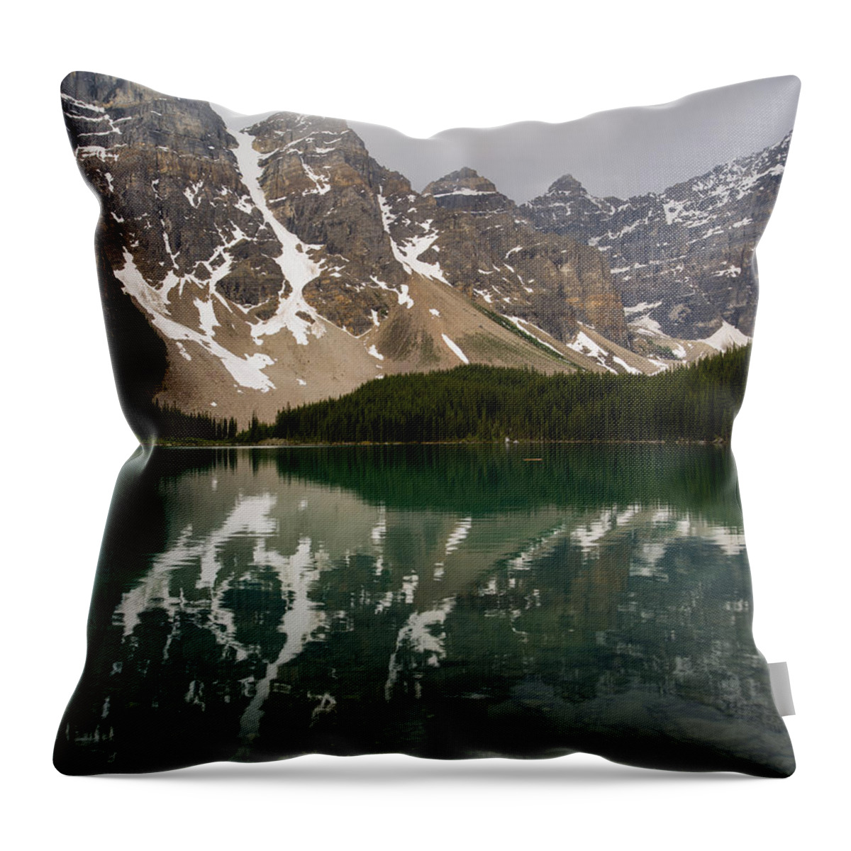 & Wenkchemna Peaks Throw Pillow featuring the photograph Moraine Lake 2 by Tracy Knauer