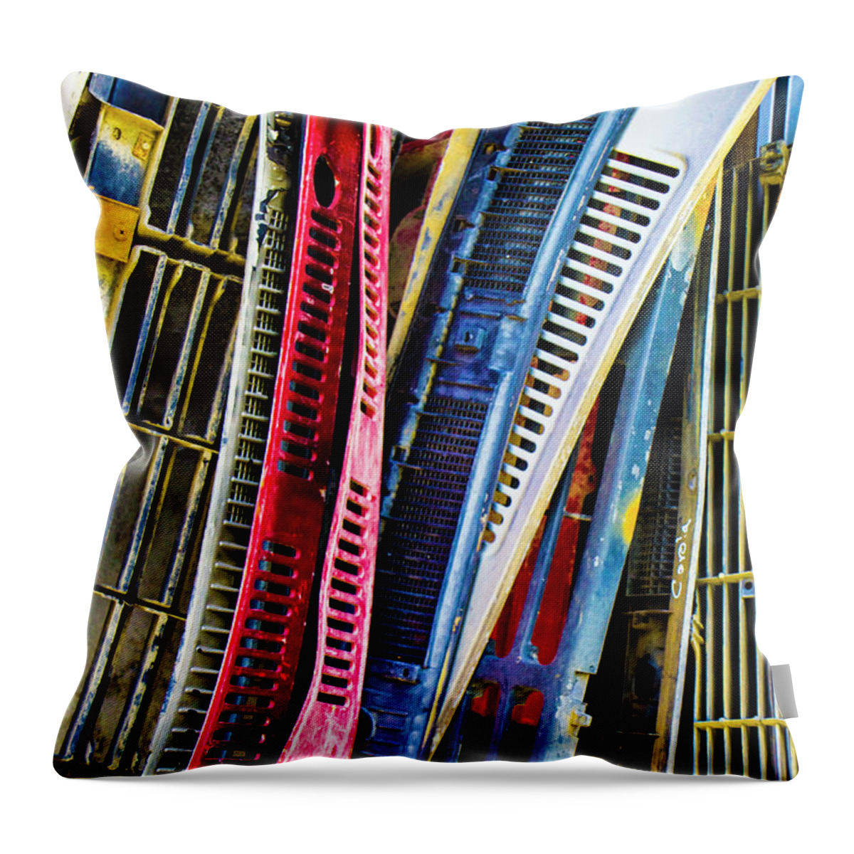 Car Parts Throw Pillow featuring the photograph More Junk Yard Treasure by Venetia Featherstone-Witty