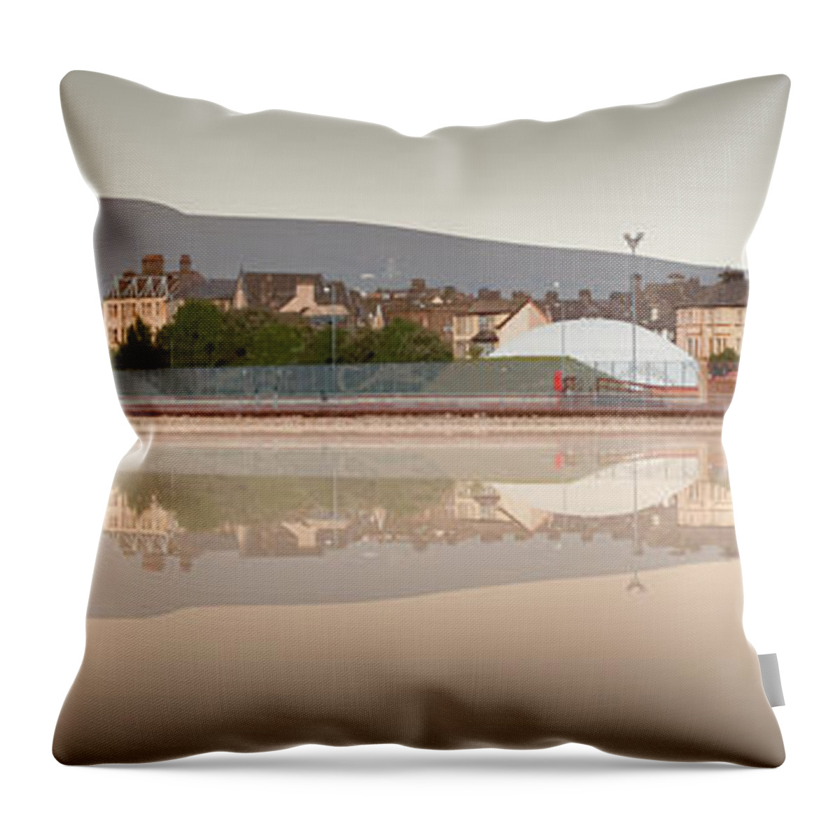 Morecambe Throw Pillow featuring the digital art Morecambe East 2 - Sepia by Joe Tamassy