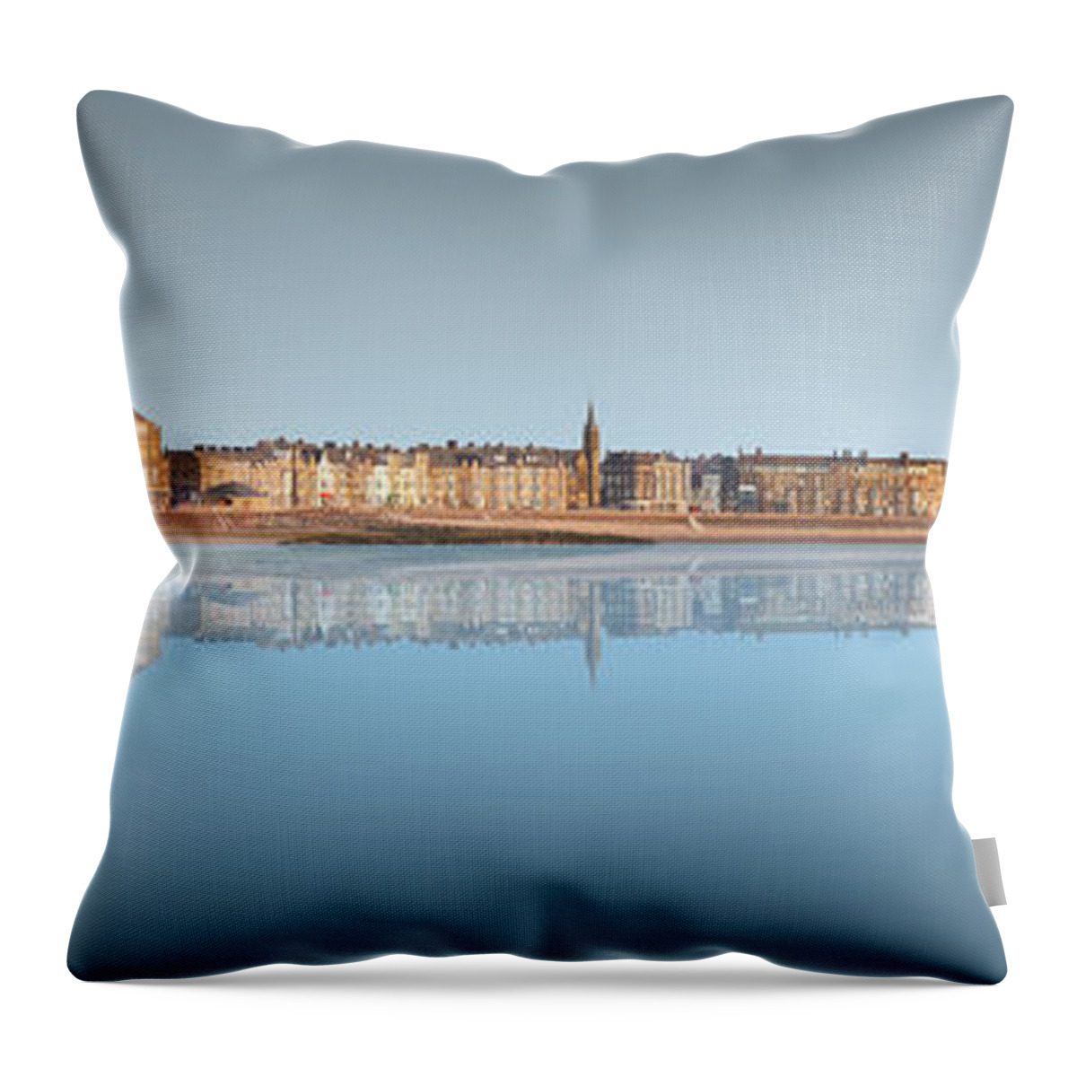 Morecambe Throw Pillow featuring the digital art Morecambe West End 2 - Blue by Joe Tamassy