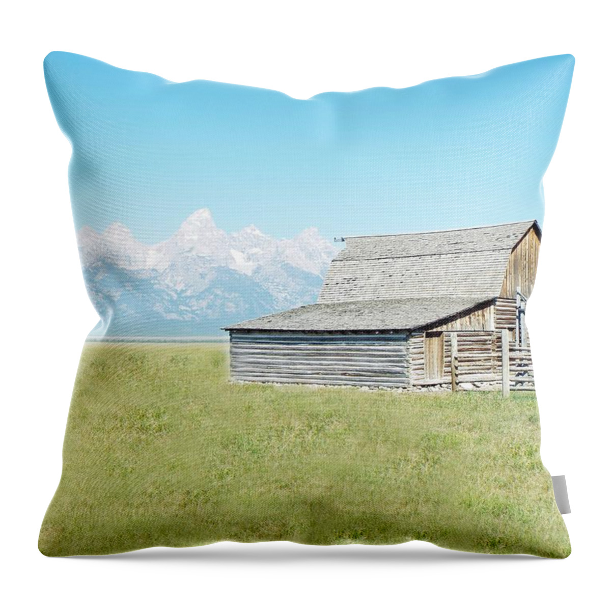 United States Throw Pillow featuring the photograph Mormon Row Barn - Grand Tetons by Joseph Hendrix
