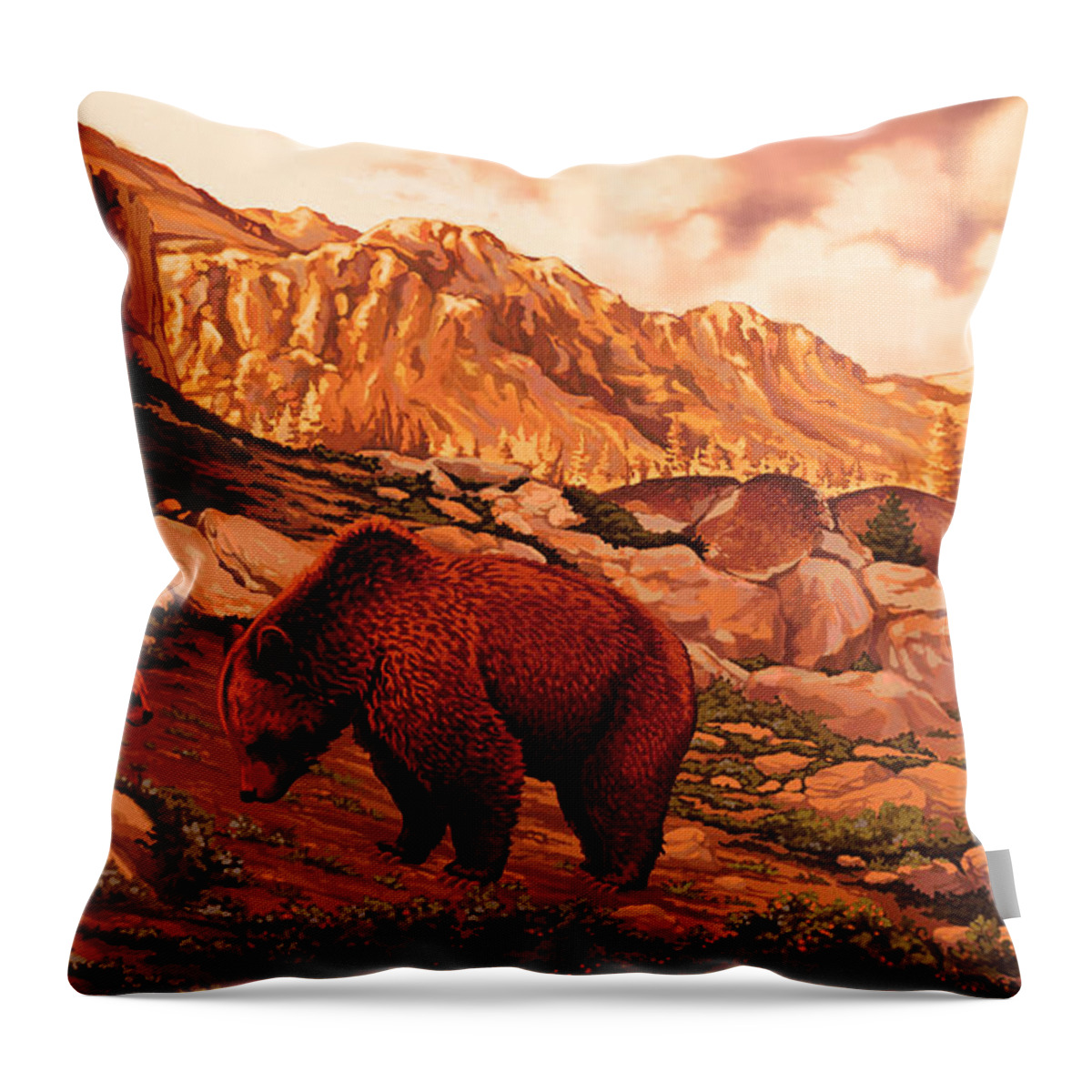 Nature Throw Pillow featuring the painting Morning Breakfast by Hans Neuhart