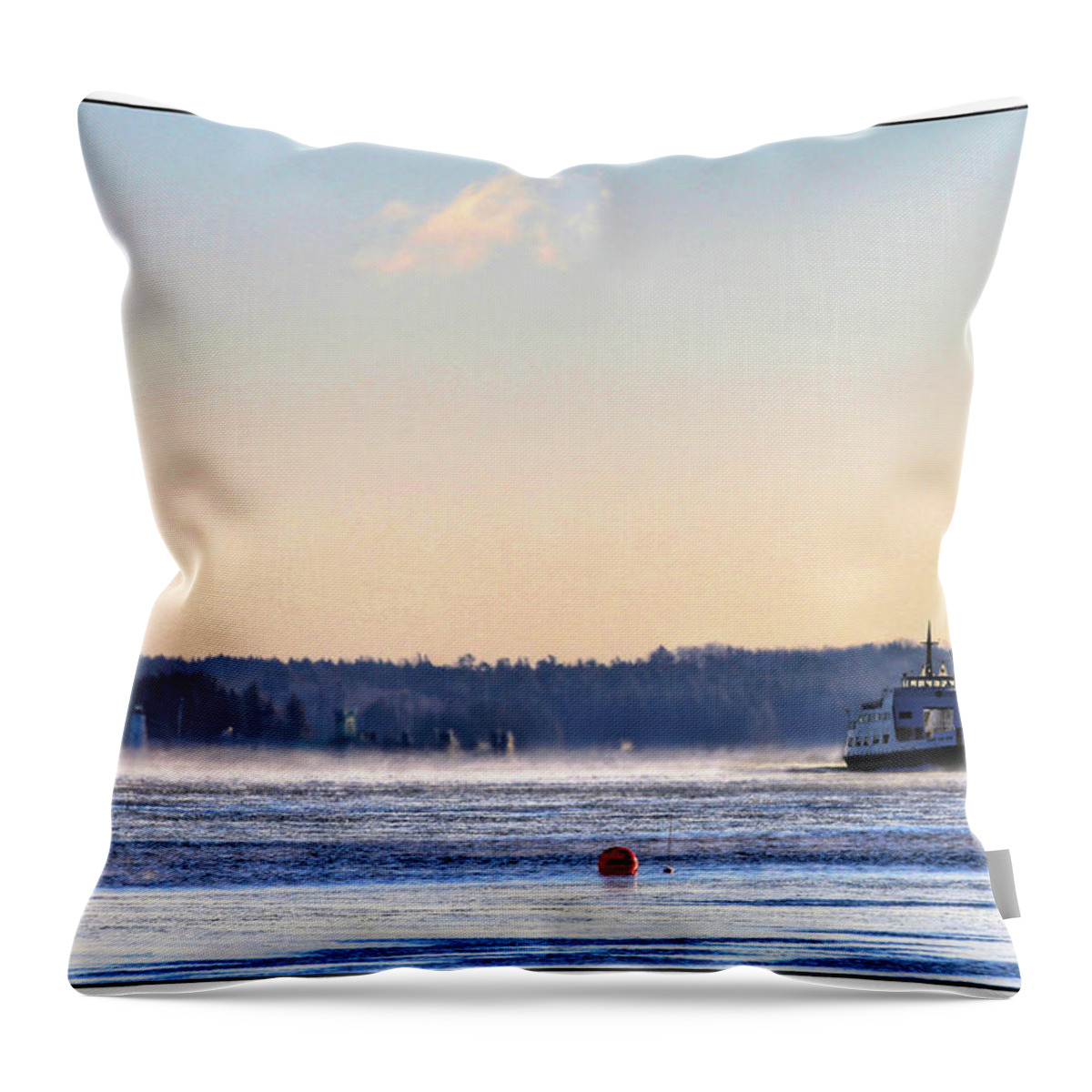 Ferry Throw Pillow featuring the photograph Morning Ferry by John Meader